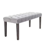 Panca moderna in velluto da 45,2" con ottomana, panca rettangolare imbottita con bottoni, gambe in legno, panca per scarpe per soggiorno, camera da letto