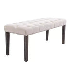 Panca moderna in velluto da 45,2" con ottomana, panca rettangolare imbottita con bottoni, gambe in legno, panca per scarpe per soggiorno, camera da letto
