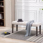 Panca moderna in velluto da 45,2" con ottomana, panca rettangolare imbottita con bottoni, gambe in legno, panca per scarpe per soggiorno, camera da letto