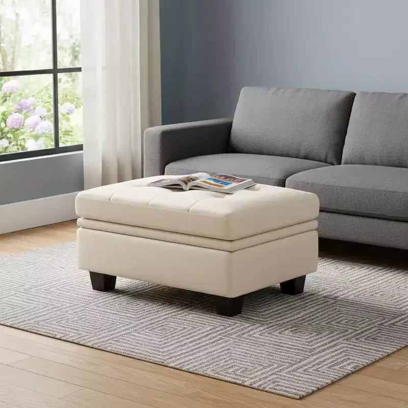 Pouf contenitore trapuntato in velluto nero, 32