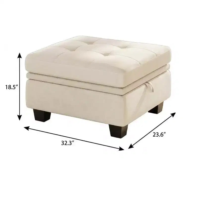 Pouf contenitore trapuntato in velluto nero, 32