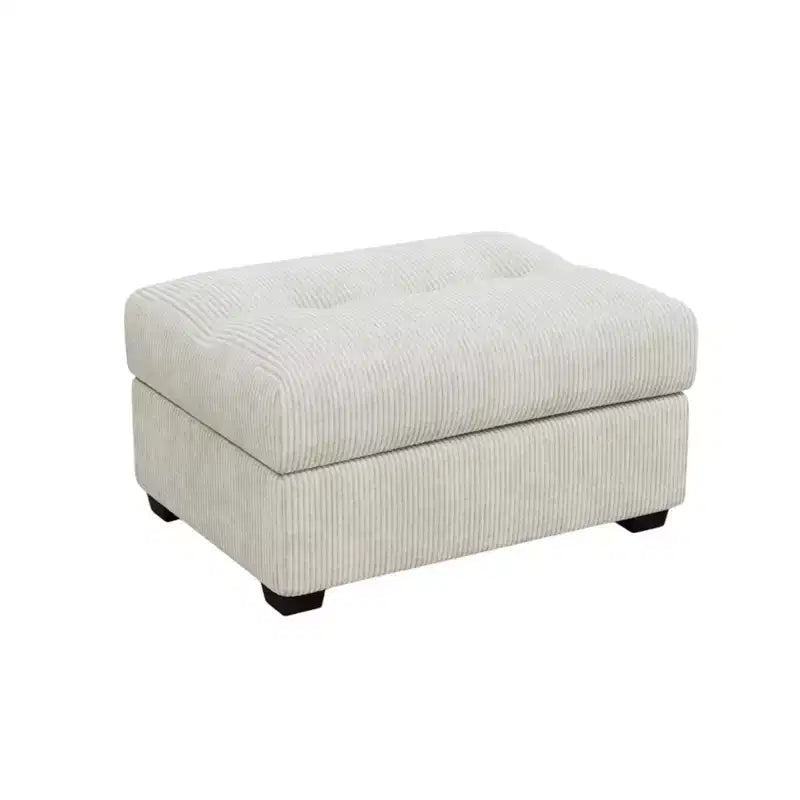 Ottoman trapuntato in velluto a coste beige e nero da 37".