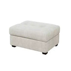 Ottoman trapuntato in velluto a coste beige e nero da 37".