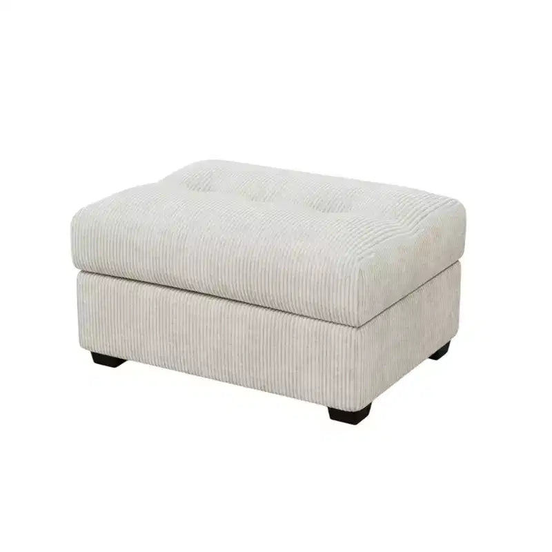 Ottoman trapuntato in velluto a coste beige e nero da 37".