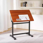 Tavolo da disegno, scrivania da disegno inclinabile regolabile da 0 a 90, tavolo per artista portatile con struttura a H nera e piano marrone, nero e marrone