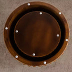 Tavolino da caffè rotondo impilabile Philippa Mid-Century Modern in legno scanalato (2 pezzi)