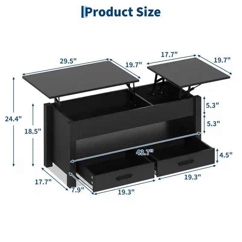 Tavolino da caffè desktop a doppia altezza regolabile da 47 pollici, marrone, con cassetti portaoggetti; tavolino da divano a doppia altezza regolabile con ripiani nascosti.