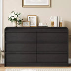 Cassettiera moderna ad arco con 6 cassetti per tavolo da pranzo - Cassettone in legno nero largo 120 cm - Design con bordi curvi - Ampio spazio di archiviazione per sala da pranzo, camera da letto, soggiorno