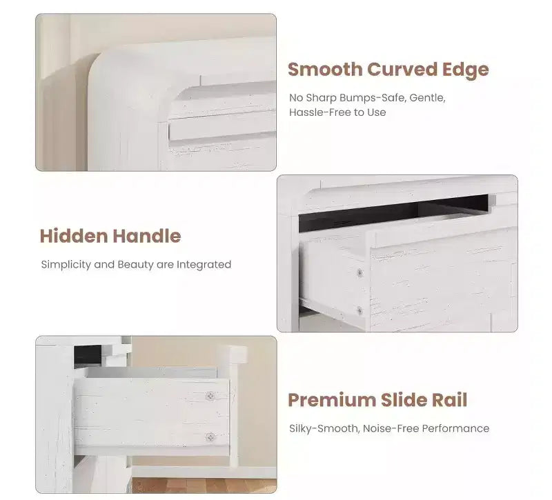 Cassettiera moderna ad arco con 6 cassetti per tavolo da pranzo - Cassettone in legno nero largo 120 cm - Design con bordi curvi - Ampio spazio di archiviazione per sala da pranzo, camera da letto, soggiorno