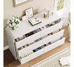 Cassettiera moderna ad arco con 6 cassetti per tavolo da pranzo - Cassettone in legno nero largo 120 cm - Design con bordi curvi - Ampio spazio di archiviazione per sala da pranzo, camera da letto, soggiorno