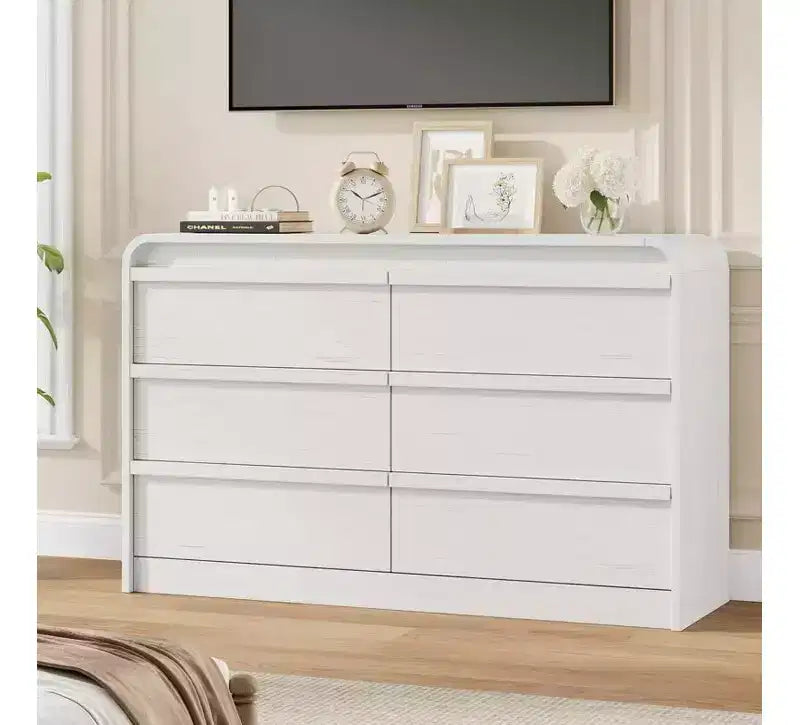 Cassettiera moderna ad arco con 6 cassetti per tavolo da pranzo - Cassettone in legno nero largo 120 cm - Design con bordi curvi - Ampio spazio di archiviazione per sala da pranzo, camera da letto, soggiorno