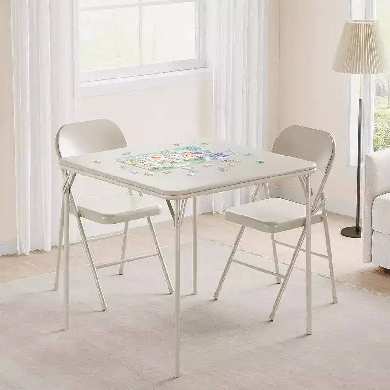 Folding Card Table Set, 3-Piece Folding Square Table and Chairs Set, Modern Square Table for Dining Room, Game Table for Home, Parties, Picnics