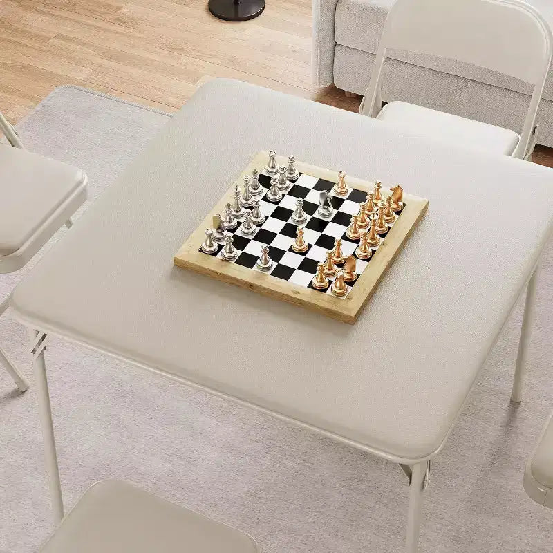 Tavolo Pieghevole, Tavolo e Sedie Pieghevoli Quadrati a 3 Pezzi, Tavolo Quadrato Moderno per Sala da Pranzo, Tavolo da Gioco per Casa, Feste, Picnic
