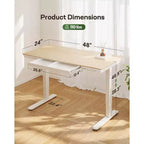Scrivania in piedi da 48 x 24 pollici con cassetto, Scrivania elettrica in piedi con piano unico, Scrivania regolabile in altezza con porte di ricarica USB