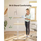 Scrivania in piedi da 48 x 24 pollici con cassetto, Scrivania elettrica in piedi con piano unico, Scrivania regolabile in altezza con porte di ricarica USB