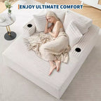 Poltrona chaise longue da interno 64, divano letto senza struttura imbottito in velluto a coste con 2 cuscini e 2 portabicchieri, nessun assemblaggio, divano letto profondo