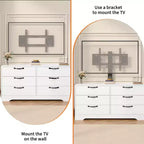 Mobile TV moderno da 63" con supporto per TV da 75 pollici, console multimediale regolabile in altezza a 6 cassetti, centro di intrattenimento robusto in MDF per soggiorno, camera da letto