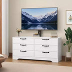 Mobile TV moderno da 63" con supporto per TV da 75 pollici, console multimediale regolabile in altezza a 6 cassetti, centro di intrattenimento robusto in MDF per soggiorno, camera da letto