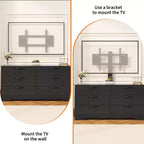 Mobile TV moderno da 63" con supporto per TV da 75 pollici, console multimediale regolabile in altezza a 6 cassetti, centro di intrattenimento robusto in MDF per soggiorno, camera da letto