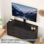 Mobile TV moderno da 63" con supporto per TV da 75 pollici, console multimediale regolabile in altezza a 6 cassetti, centro di intrattenimento robusto in MDF per soggiorno, camera da letto