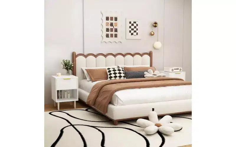 Comodino moderno da 57,99 cm con un ampio cassetto e ripiano aperto, maniglia decorativa dorata, per camera da letto e soggiorno, bianco