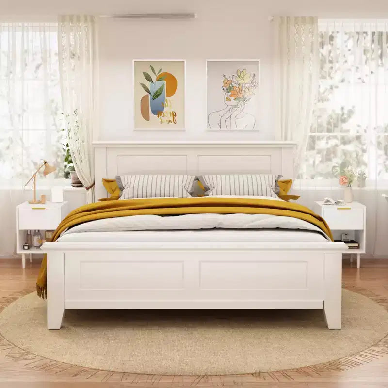 Comodino moderno da 57,99 cm con un ampio cassetto e ripiano aperto, maniglia decorativa dorata, per camera da letto e soggiorno, bianco
