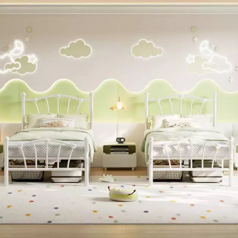 Struttura Letto Matrimoniale in Metallo a Cuore con Testiera e Pediera, Design a Piattaforma con Robusto Supporto a Doghe e Spazio Contenitore Sotto il Letto per Camera da Letto