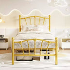 Struttura Letto Matrimoniale in Metallo a Cuore con Testiera e Pediera, Design a Piattaforma con Robusto Supporto a Doghe e Spazio Contenitore Sotto il Letto per Camera da Letto