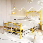 Struttura Letto Matrimoniale in Metallo a Cuore con Testiera e Pediera, Design a Piattaforma con Robusto Supporto a Doghe e Spazio Contenitore Sotto il Letto per Camera da Letto