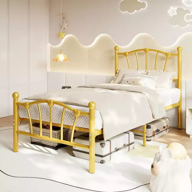Struttura Letto Matrimoniale in Metallo a Cuore con Testiera e Pediera, Design a Piattaforma con Robusto Supporto a Doghe e Spazio Contenitore Sotto il Letto per Camera da Letto