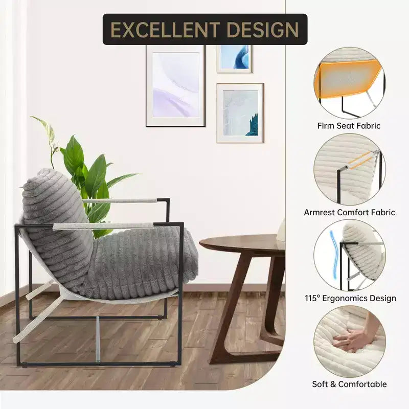 Poltrona moderna Sling - Poltrona imbottita in schiuma sminuzzata per soggiorno, camera da letto e ufficio