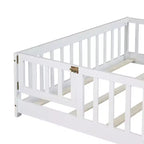 Letto a pavimento a grandezza naturale con recinzione e porta per la cameretta dei bambini