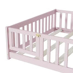 Letto a pavimento a grandezza naturale con recinzione e porta per la cameretta dei bambini
