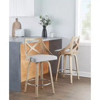Sgabelli da bar Charlotte altezza bancone, colore bianco/grigio chiaro (set da 2)