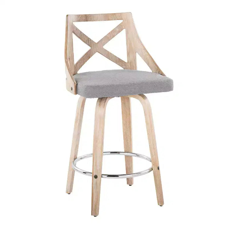 Sgabelli da bar Charlotte altezza bancone, colore bianco/grigio chiaro (set da 2)