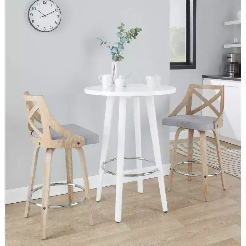 Sgabelli da bar Charlotte altezza bancone, colore bianco/grigio chiaro (set da 2)