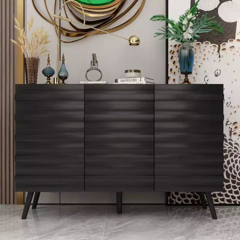 Madia da 47,2" con Design Moderno, Buffet Nero, Mobile Contenitore, Consolle per Arredamento Casa in Legno