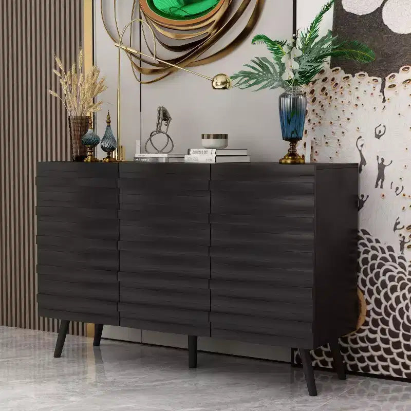 Madia da 47,2" con Design Moderno, Buffet Nero, Mobile Contenitore, Consolle per Arredamento Casa in Legno