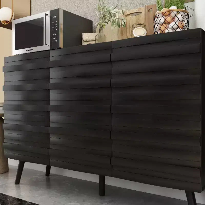 Madia da 47,2" con Design Moderno, Buffet Nero, Mobile Contenitore, Consolle per Arredamento Casa in Legno