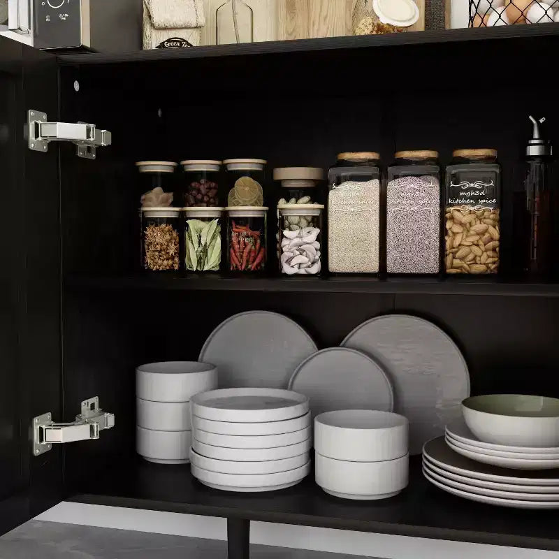 Madia da 47,2" con Design Moderno, Buffet Nero, Mobile Contenitore, Consolle per Arredamento Casa in Legno